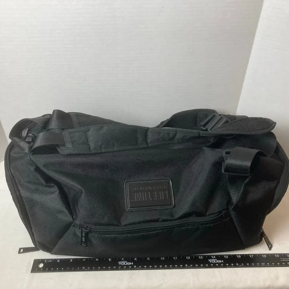 Lifetime Fitness Healthy Way Gym Duffle Bag Black Nylon Workout Training 18''